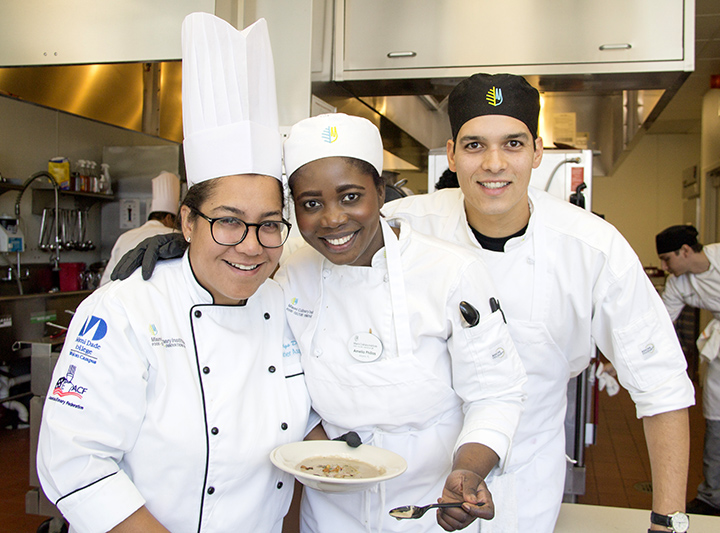 Group of students and a chef