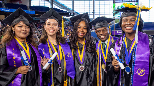 Students during a commencement ceremony