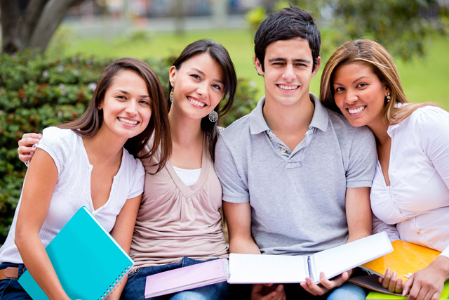 College students smiling